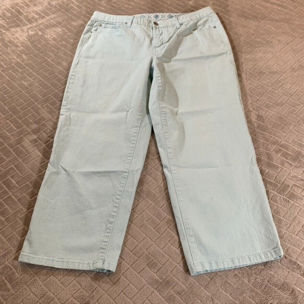 JM Collection Womens 12 Denim Jeans Blue Straight Crop High Rise Light Wash